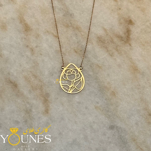 گردنبند گل رز اشکی طلا